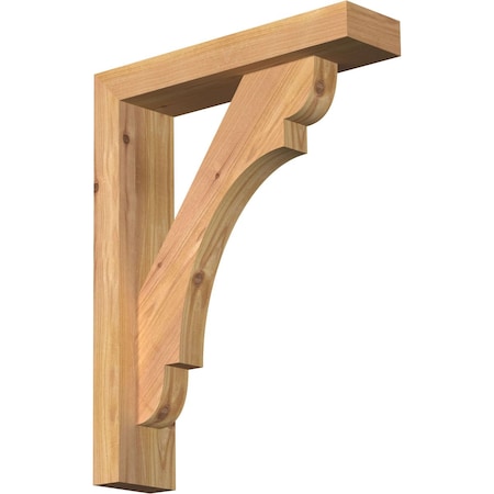 Ekena Millwork Olympic Block Smooth Bracket w/ Offset Brace, Western Red Cedar, 3 1/2"W x 14"D x 18"H BKT0402X14X18OLY05SWR